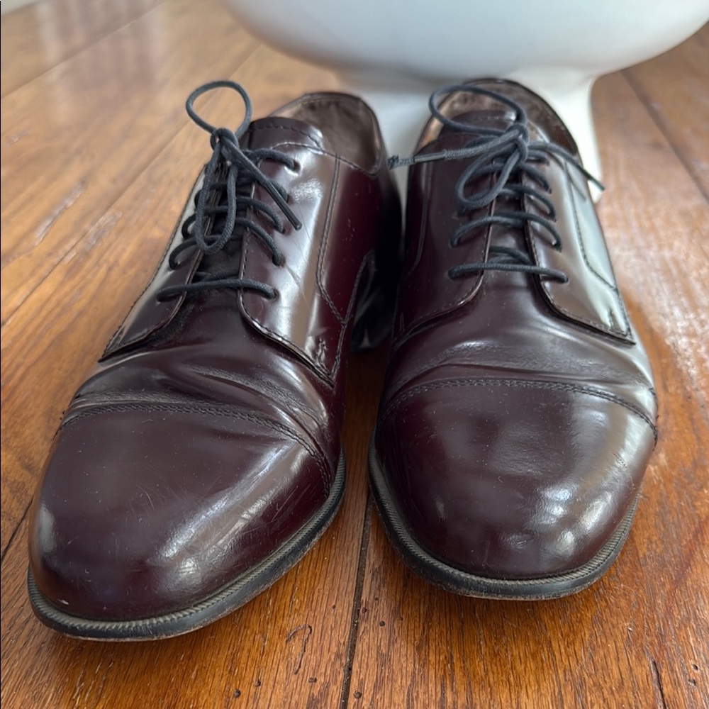 Classic Men's Burgundy Brown Leather Dress Shoes